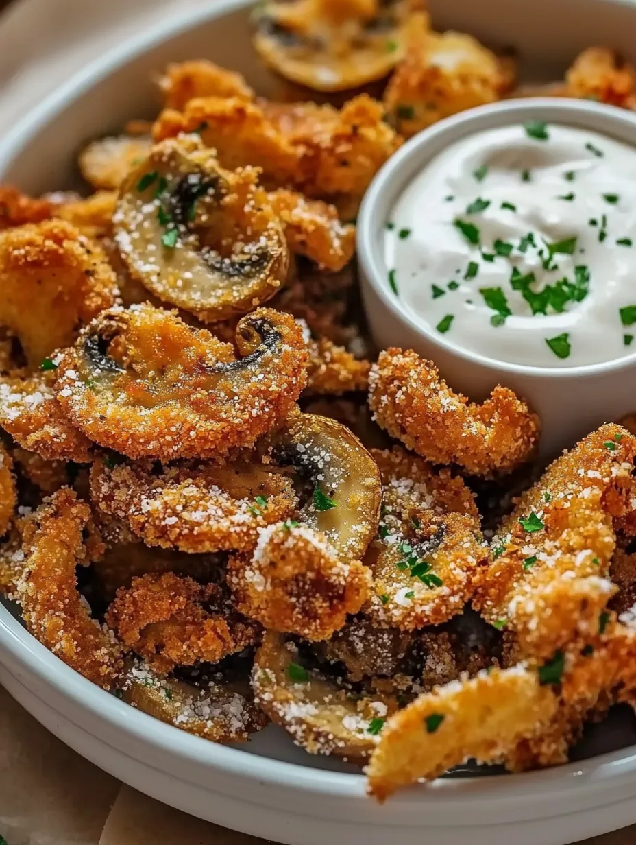 Fried Sliced Mushrooms with Ranch