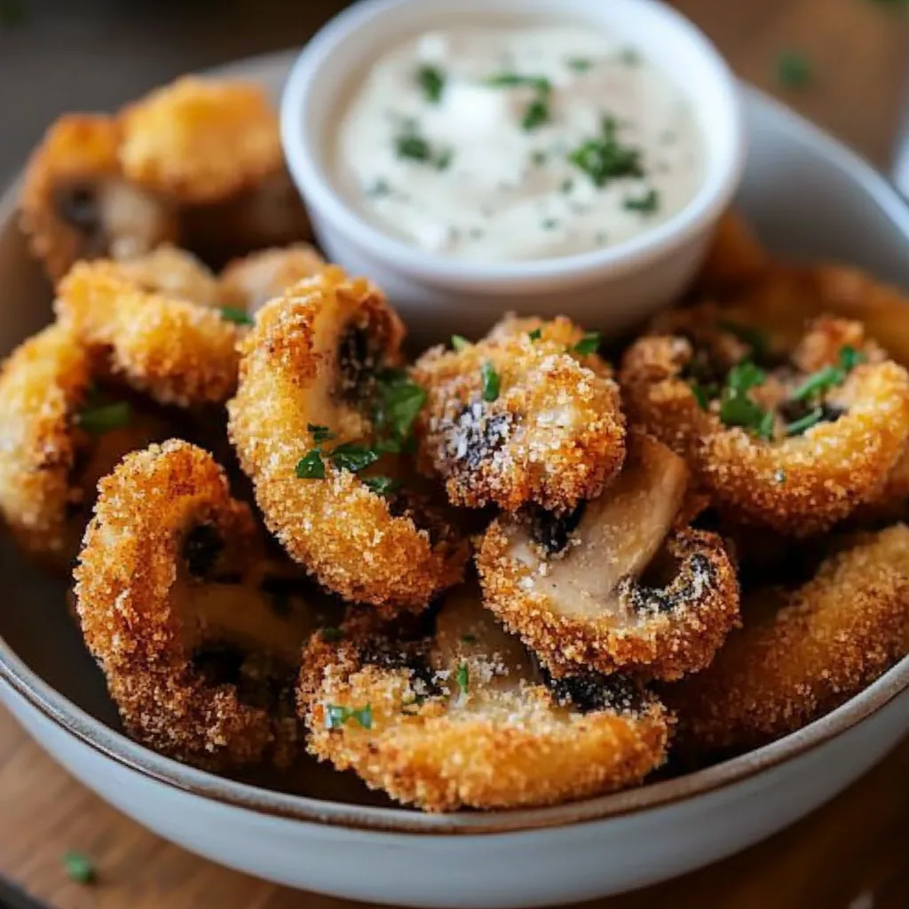 Golden Crispy Mushroom Snack with Ranch Dip