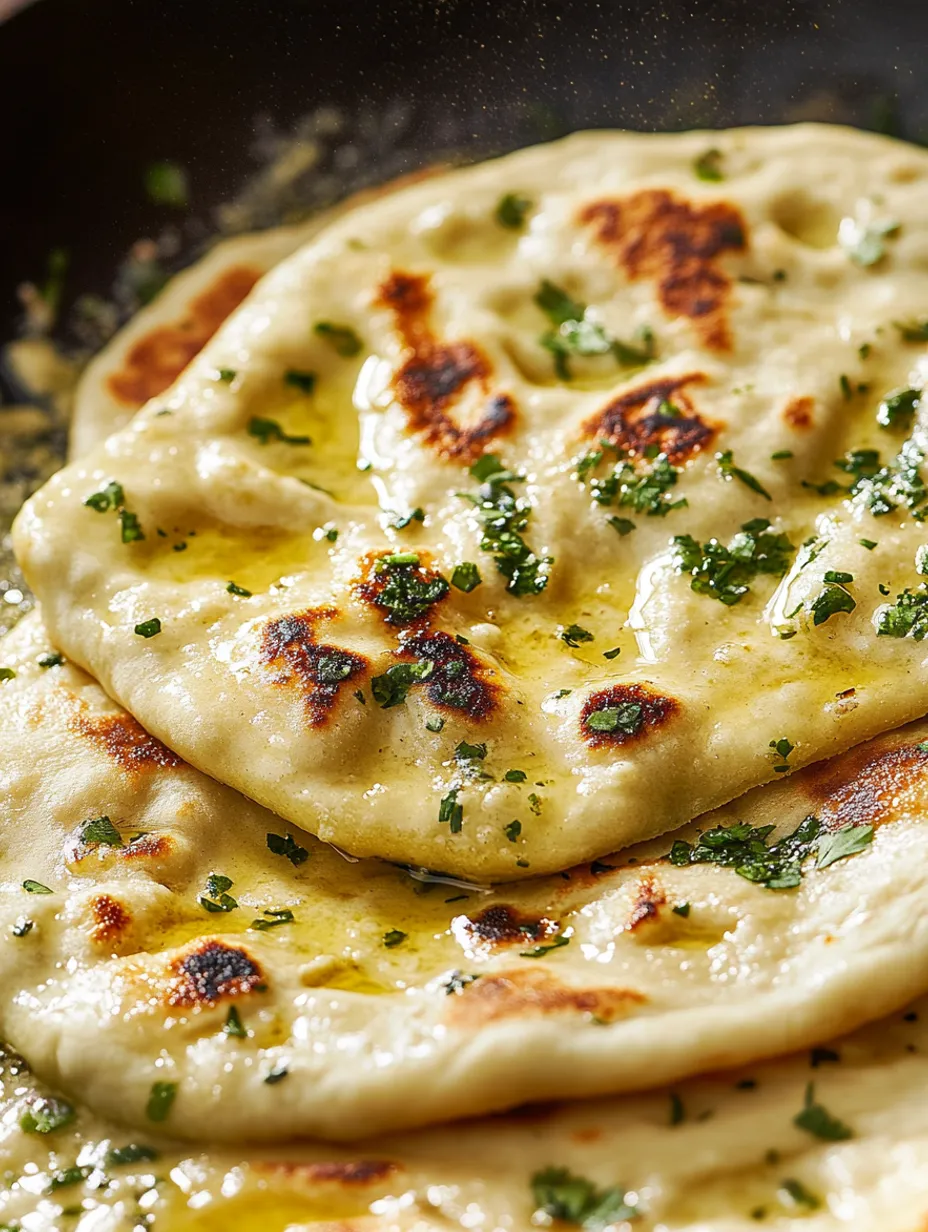 Soft Garlic Naan Bread with Butter Topping