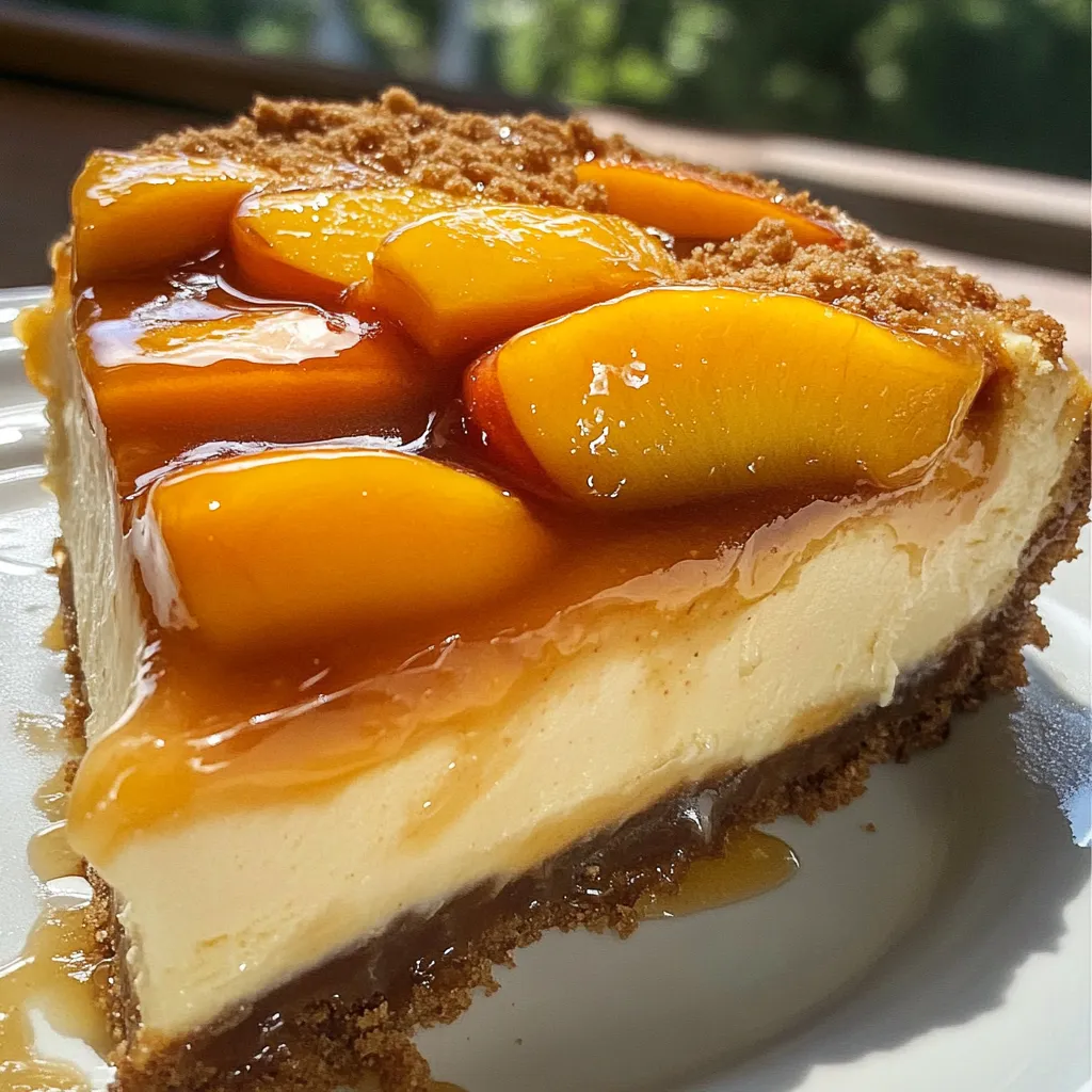 Velvety Cheesecake with Spiced Peach Topping