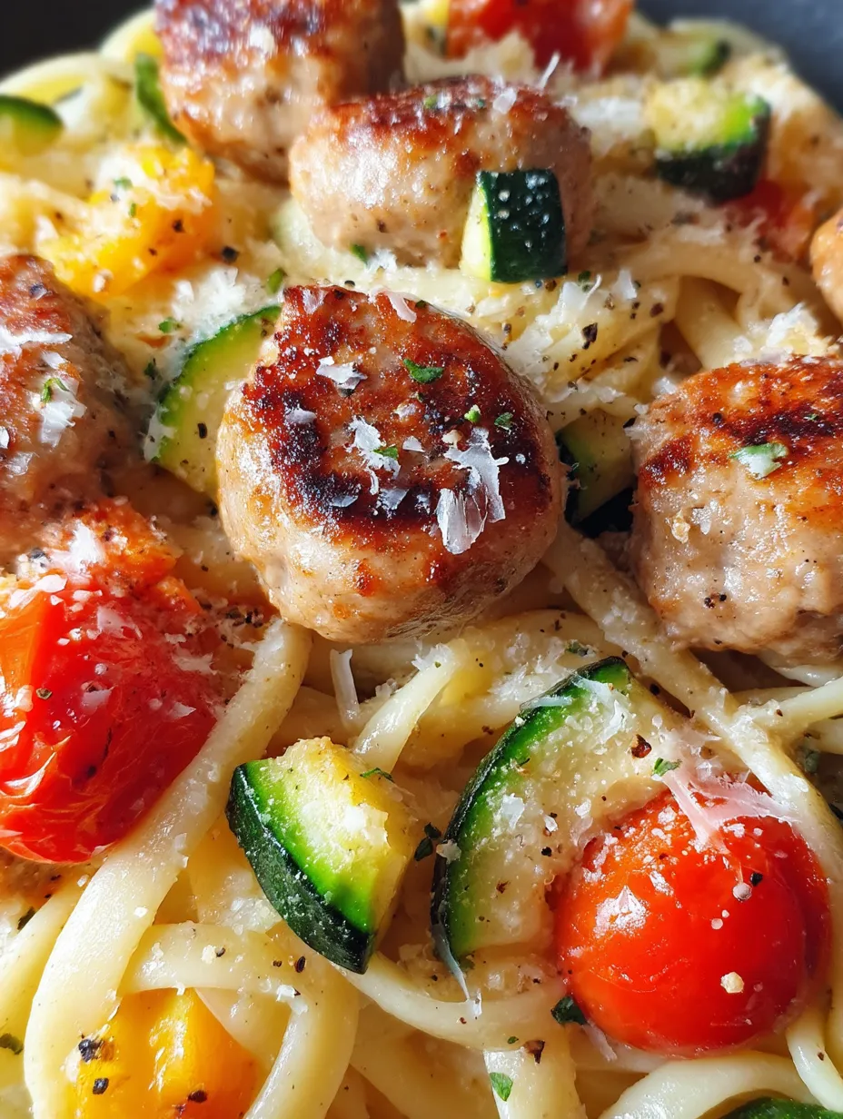 Chicken Sausages with Zucchini, Tomatoes, and Pasta