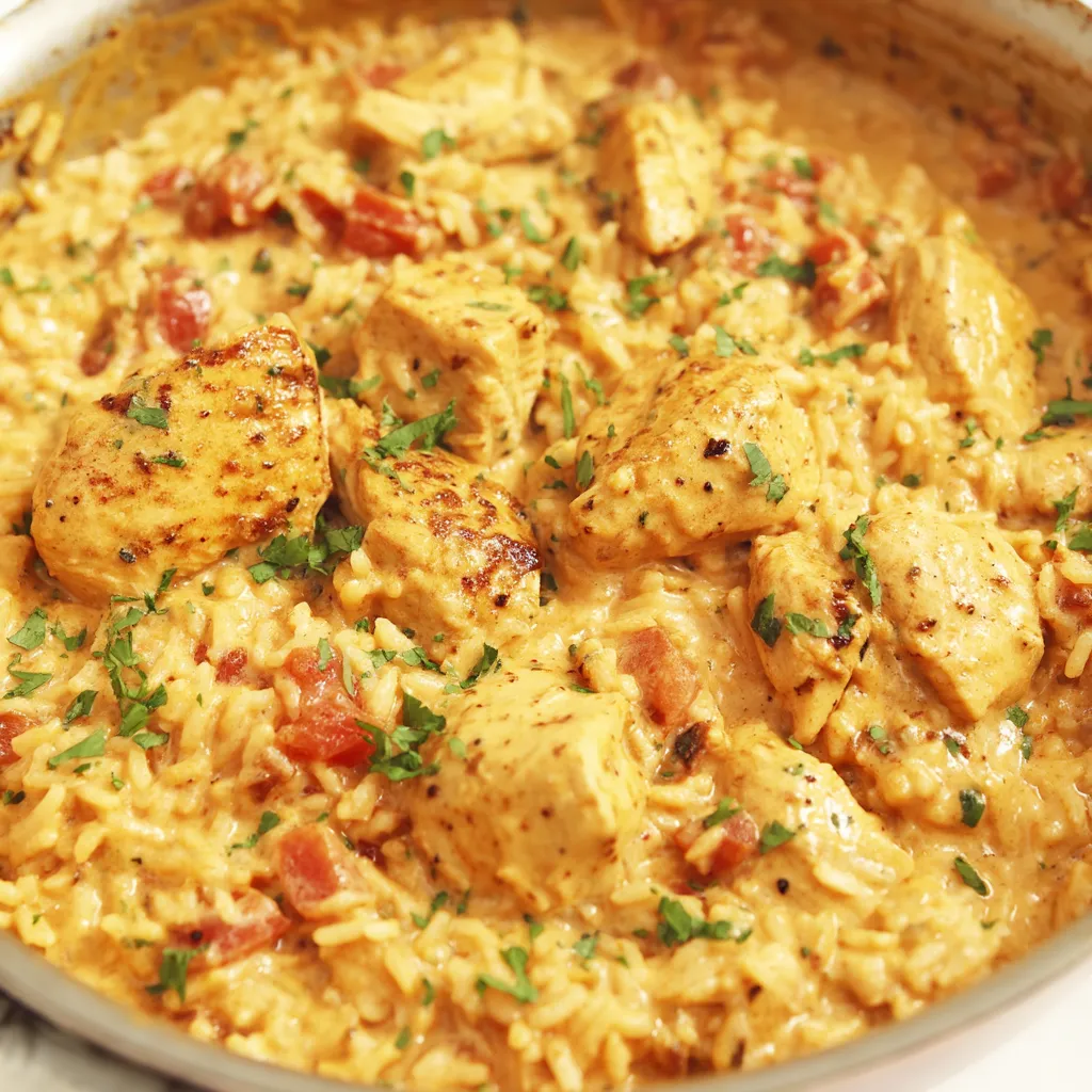 One Pot Queso Chicken and Rice