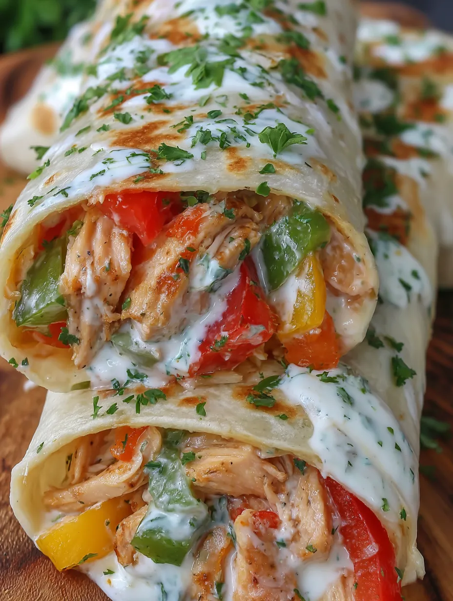 Chicken Bell Pepper Ranch Burritos
