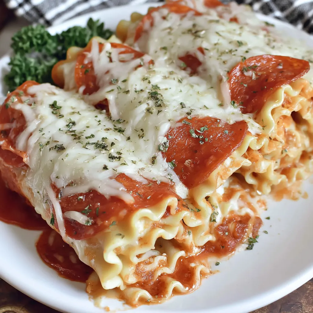 Pepperoni Pizza Lasagna Roll Ups