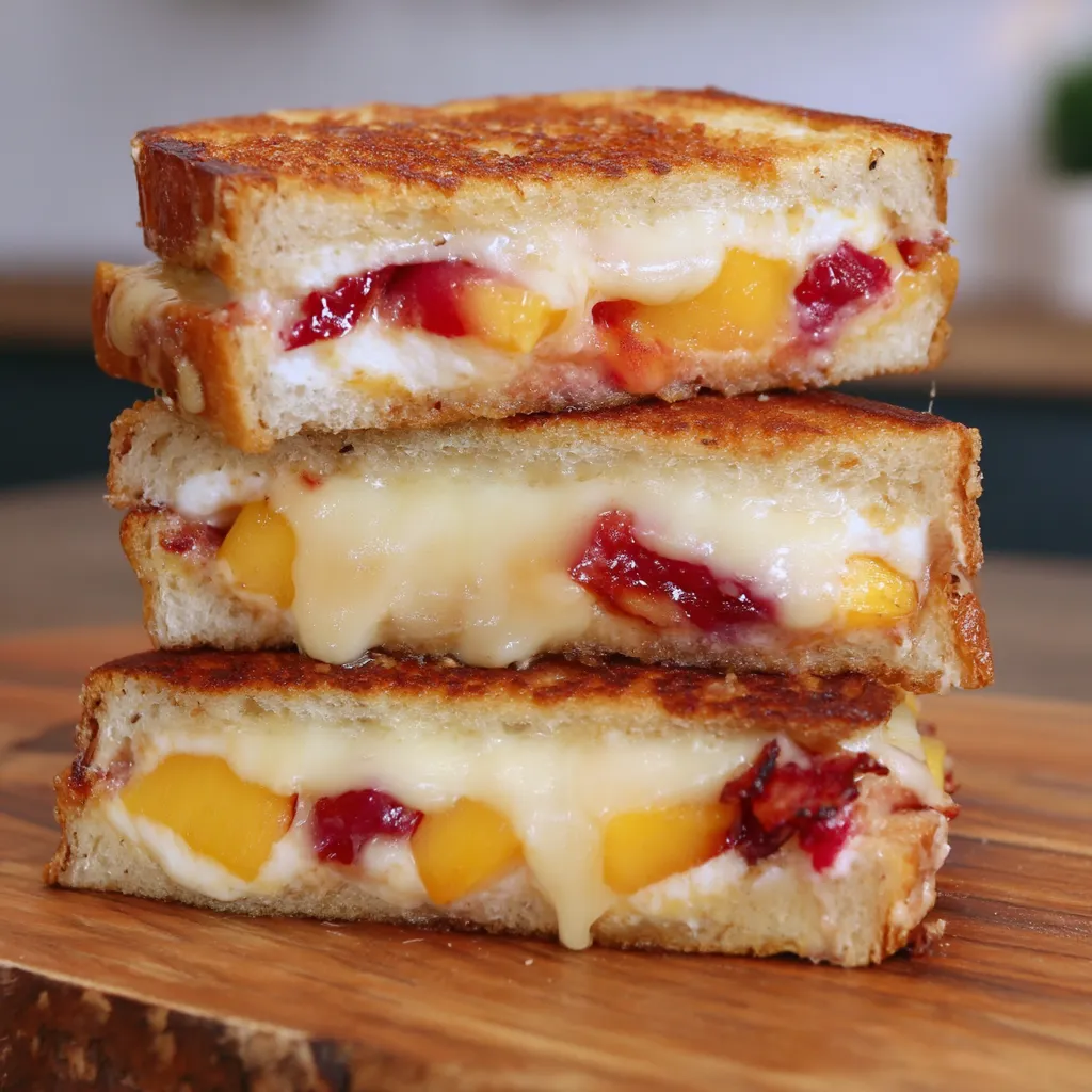 Honey Peach White Cheddar Grilled Cheese Sandwich