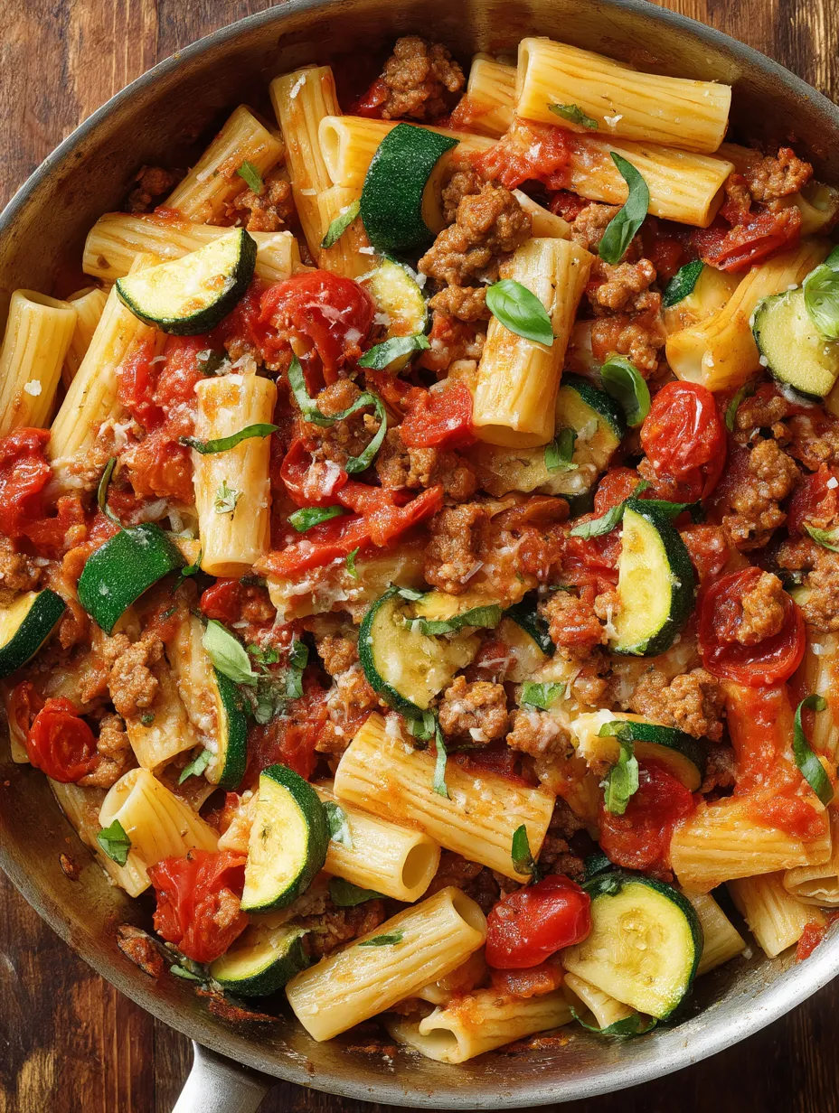 Rigatoni with Sausage, Tomatoes, and Zucchini