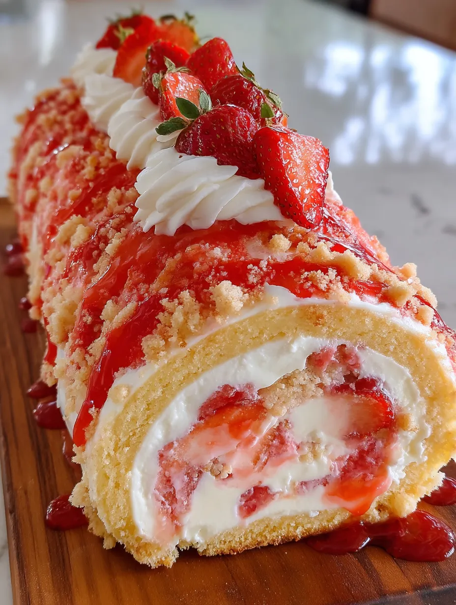 Homemade Strawberry Shortcake Cheesecake Roll