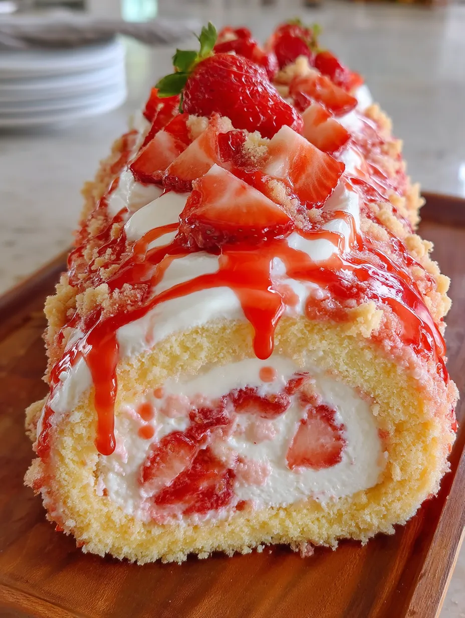 Homemade Strawberry Shortcake Cheesecake Roll