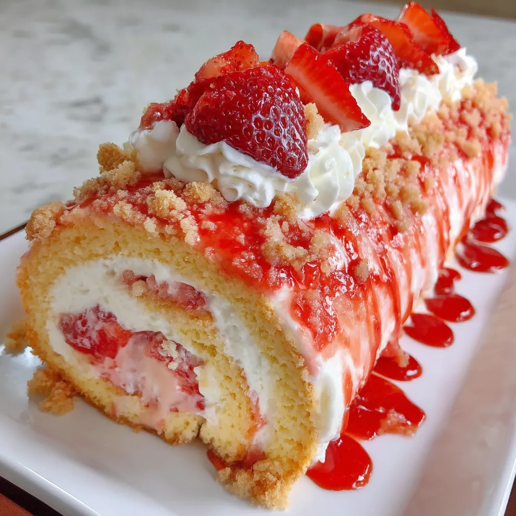 Homemade Strawberry Shortcake Cheesecake Roll