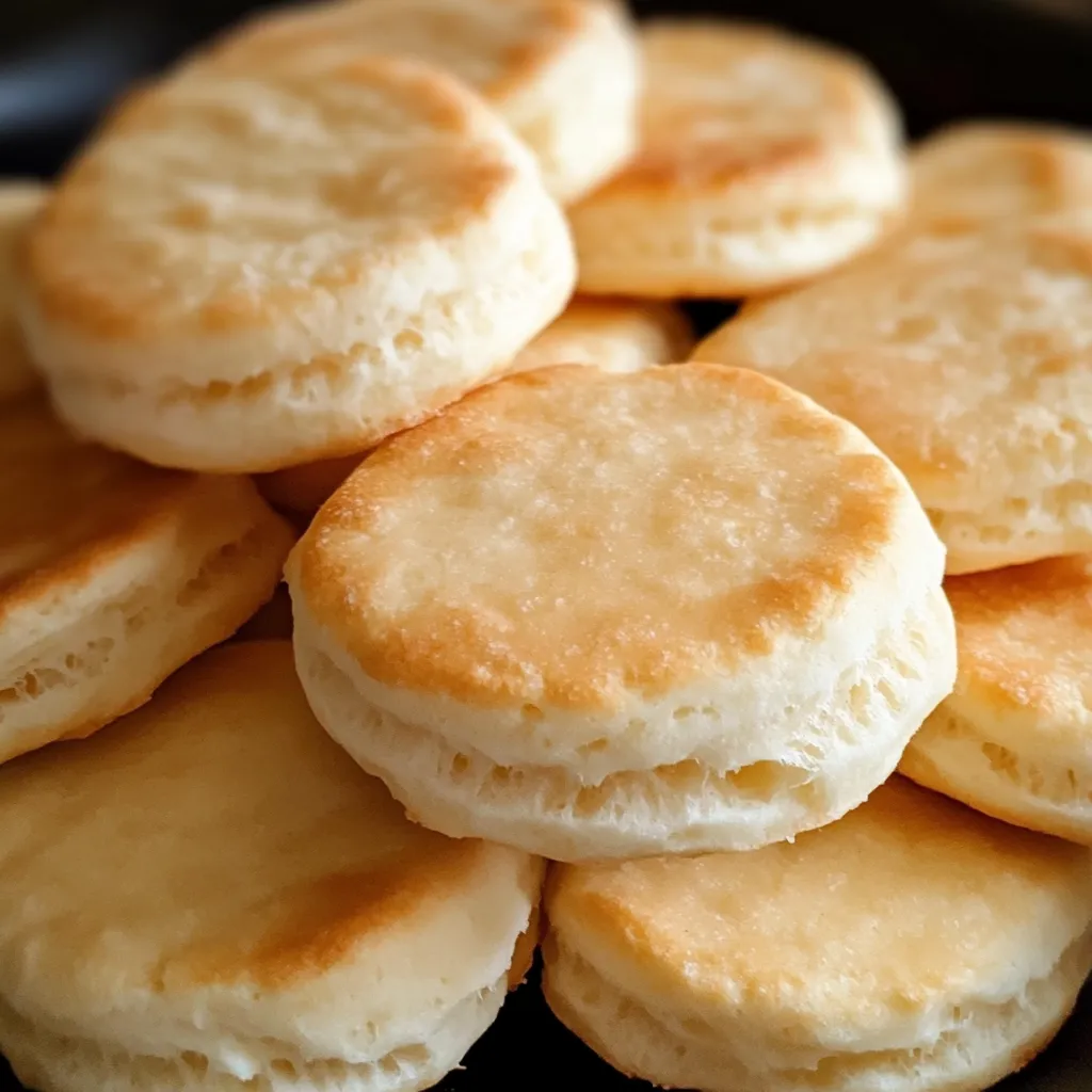 A stack of biscuits on a plate.