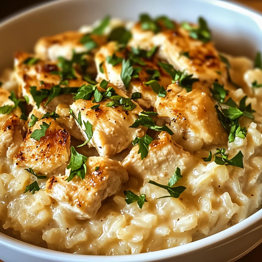 A bowl of chicken and rice.