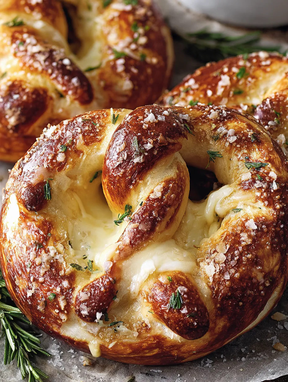 Mozzarella stuffed soft pretzels.