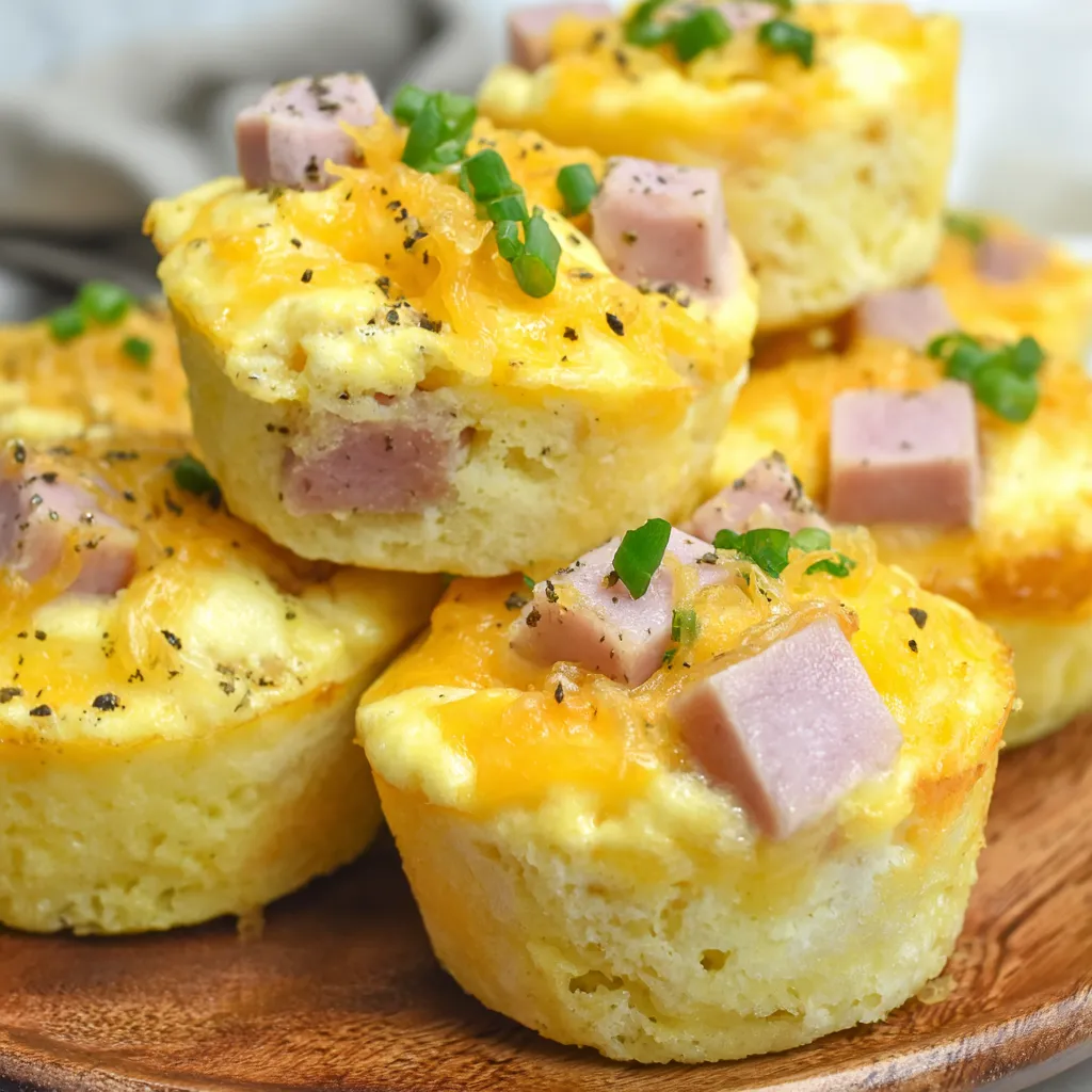 A plate of ham and cheese egg muffins.
