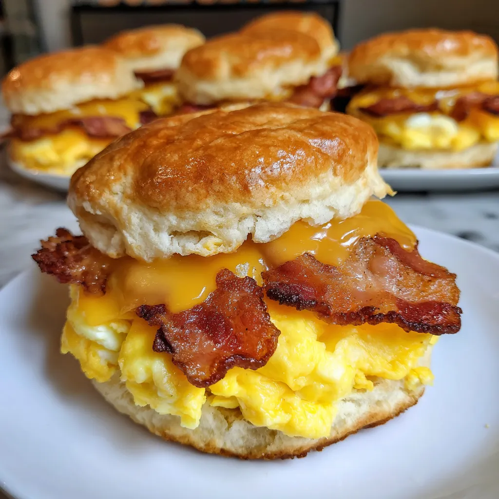 Bacon, egg and cheese biscuit sandwiches.