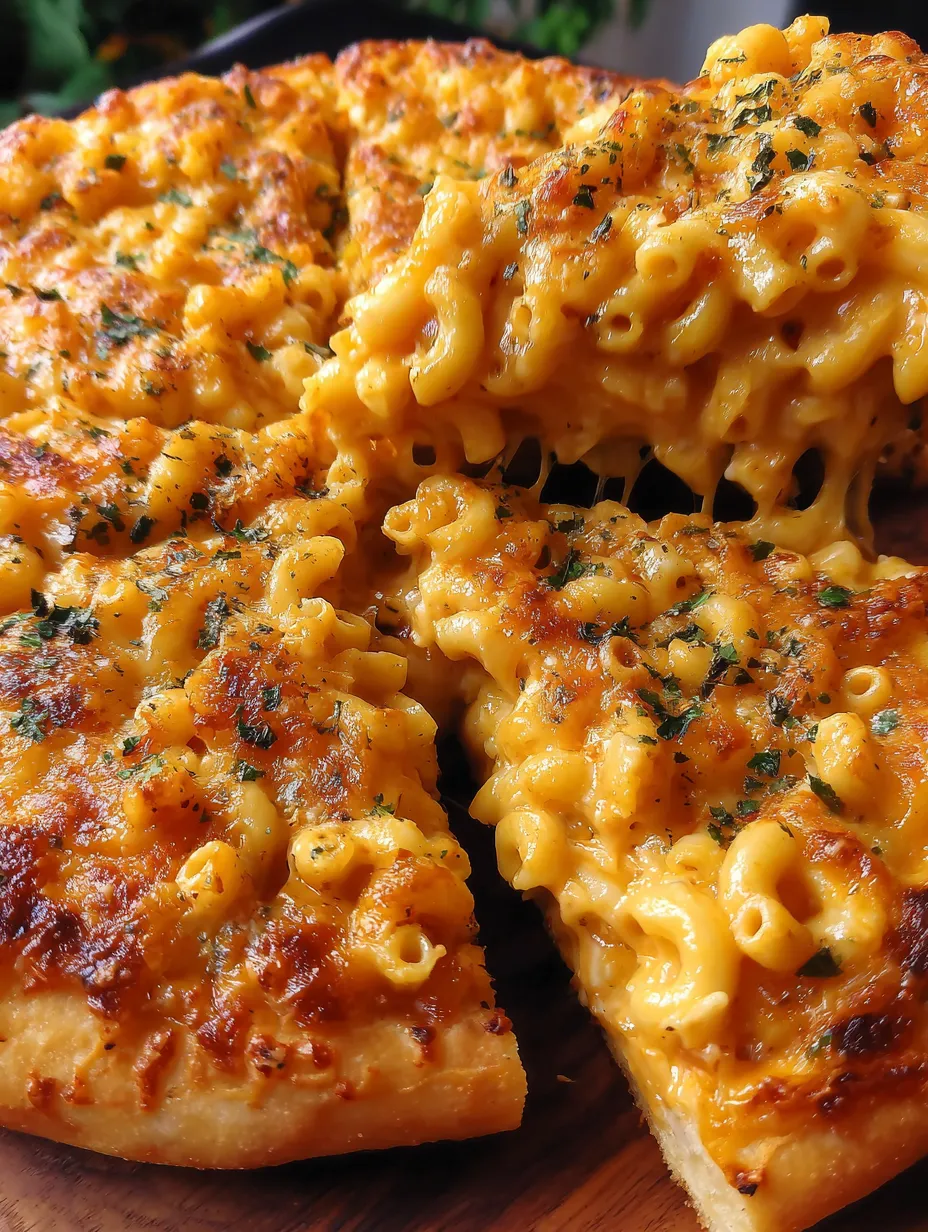 A slice of macaroni and cheese pizza.