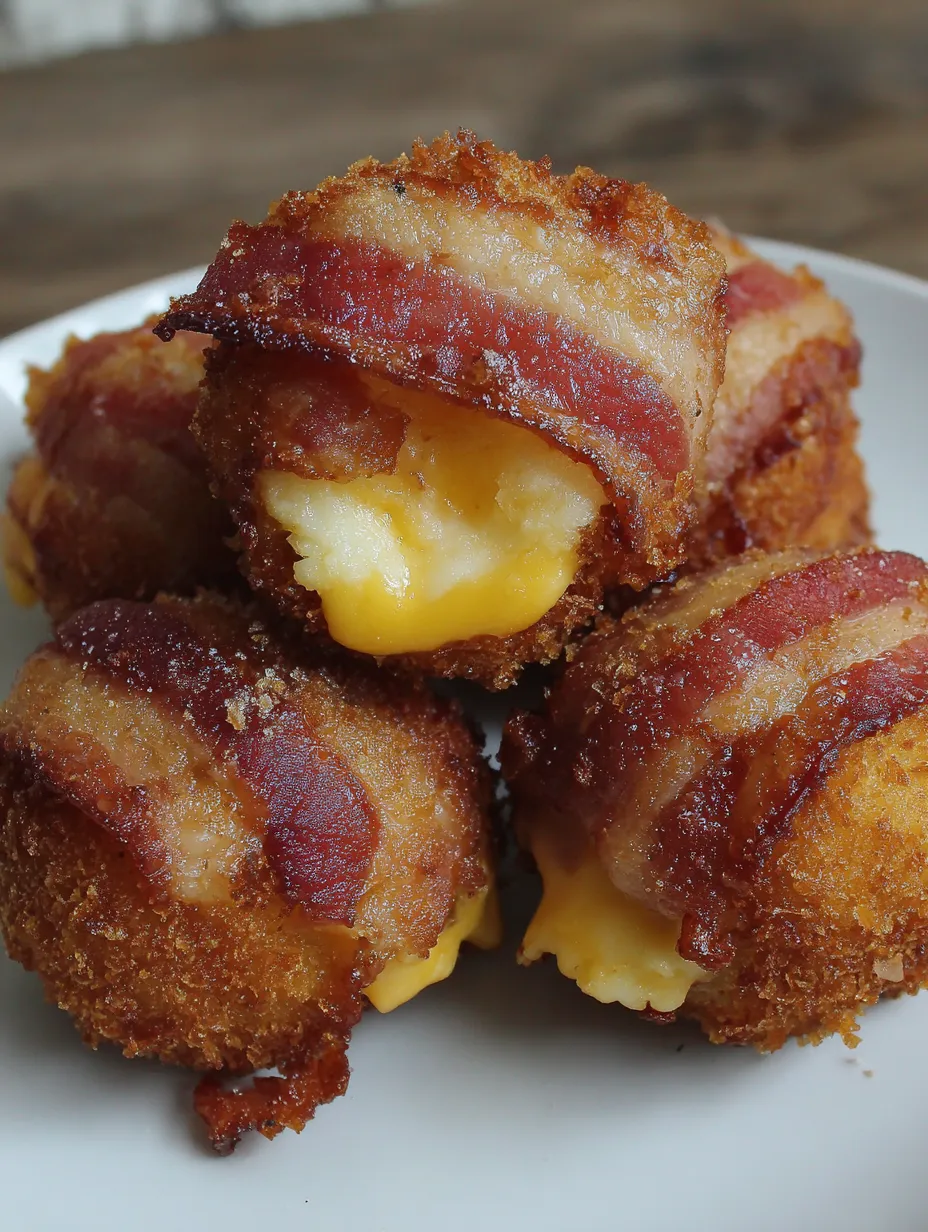 Mashed potato bacon bombs on a plate.
