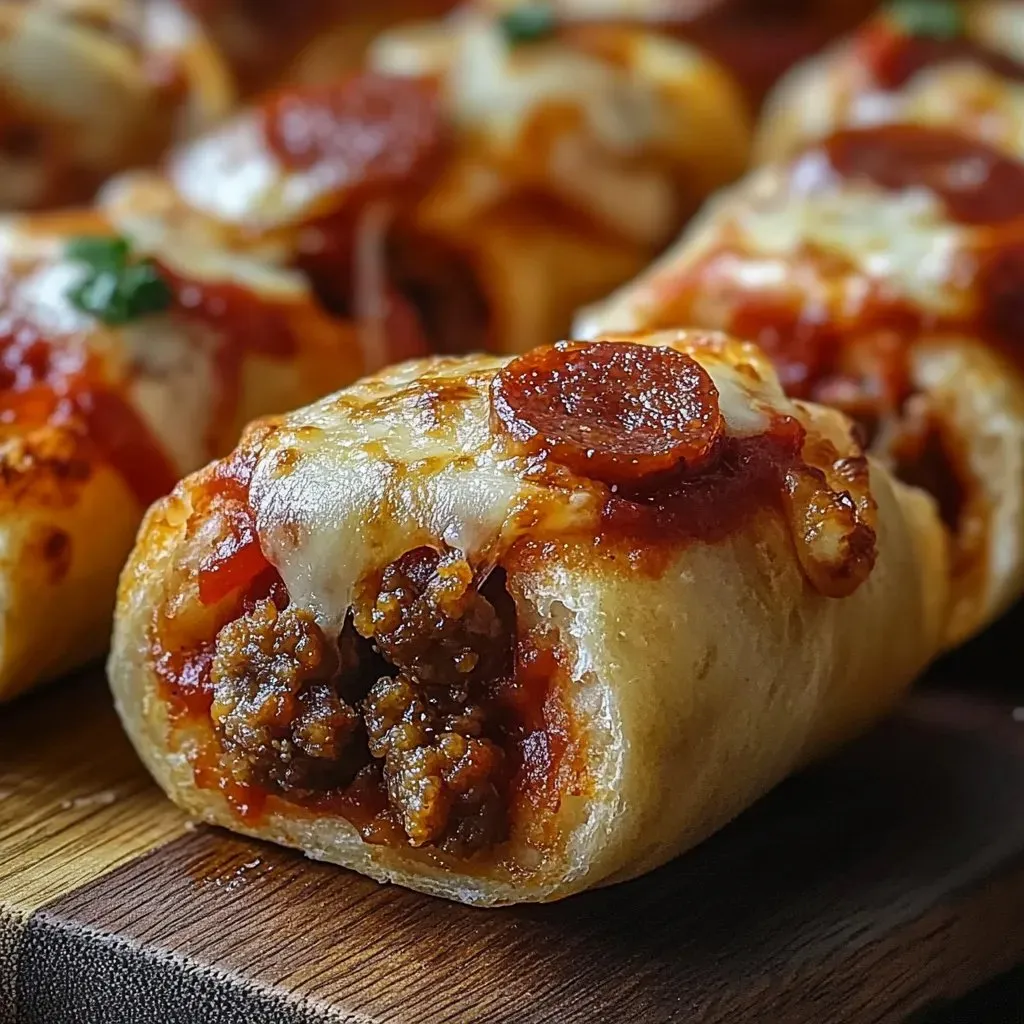 A pizza roll with pepperoni and cheese.