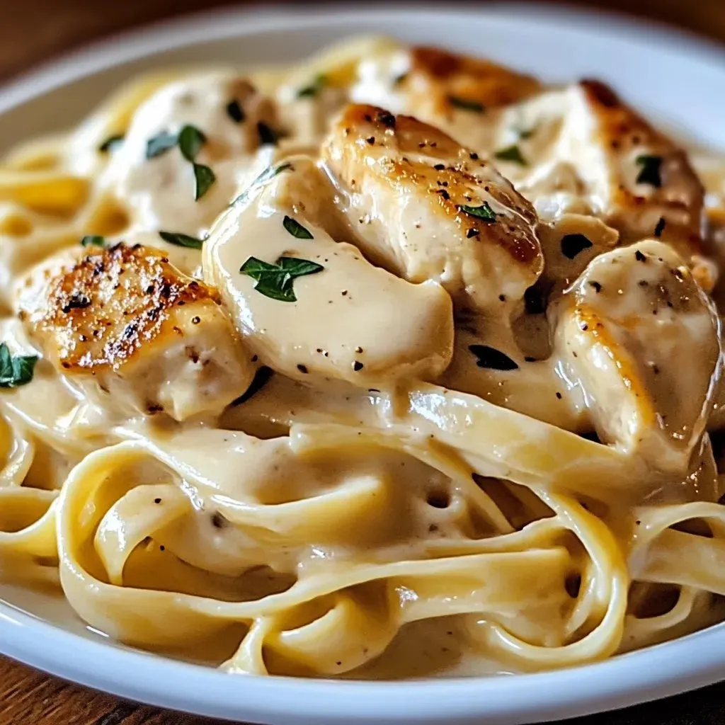 A plate of chicken and pasta.