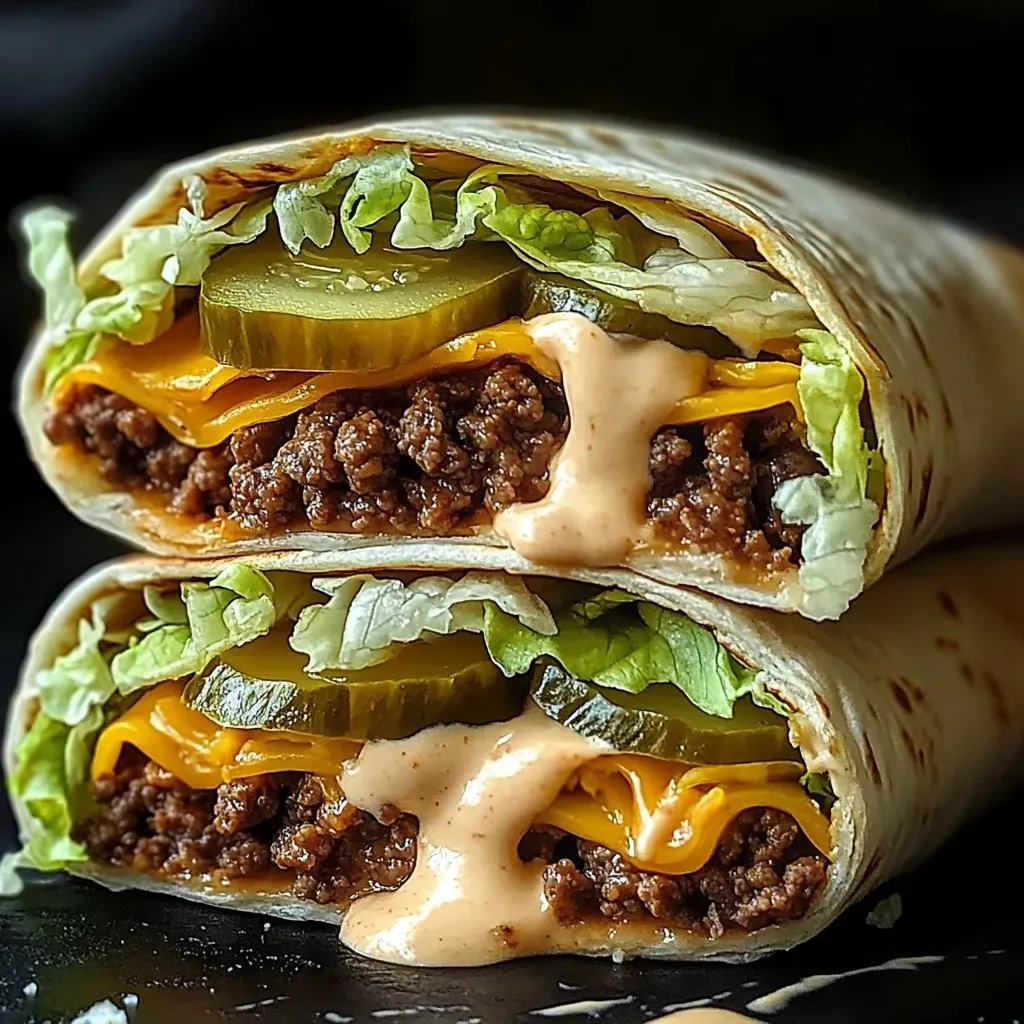 A burrito with lettuce, cheese, and pickles.