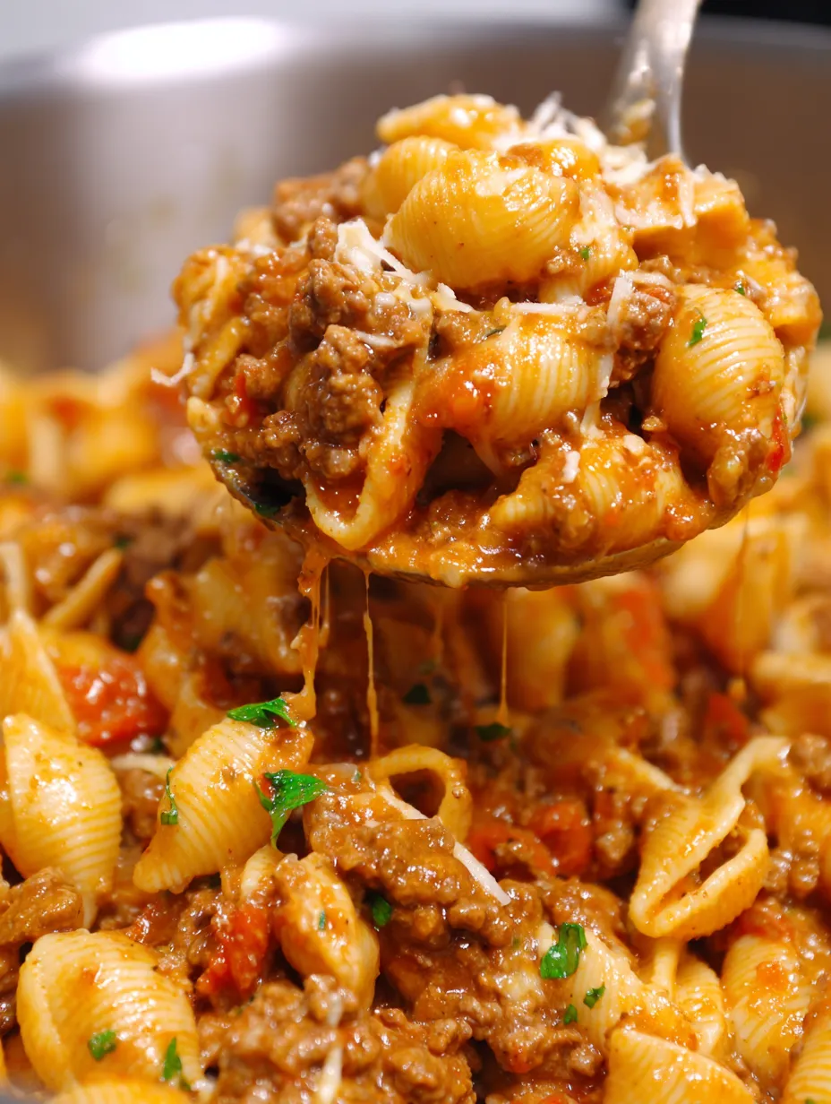 A spoonful of taco pasta.