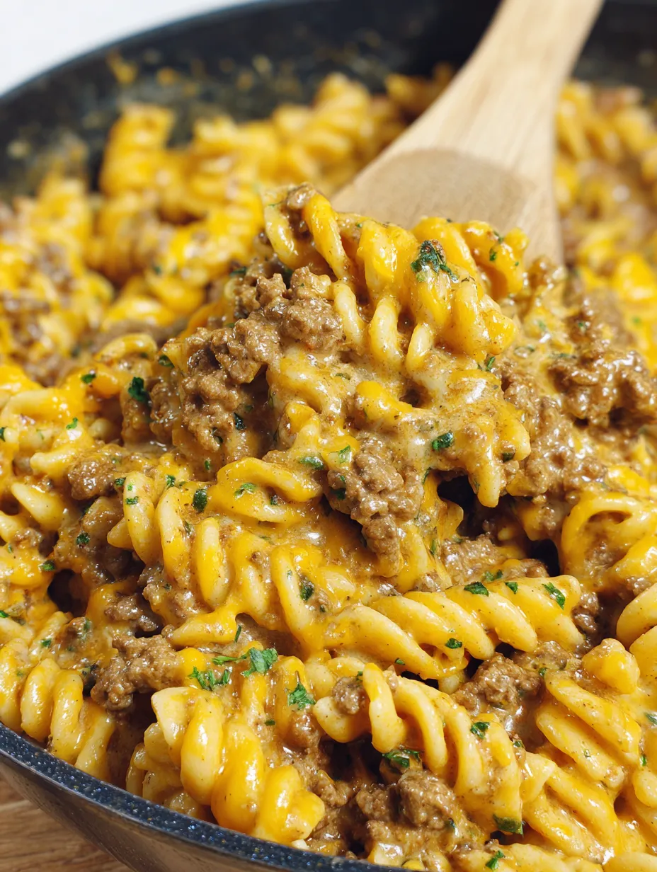 A bowl of creamy beef pasta.