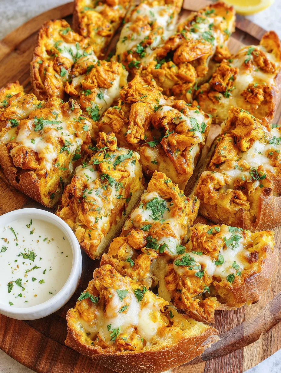 A tray of tandoori chicken garlic bread.