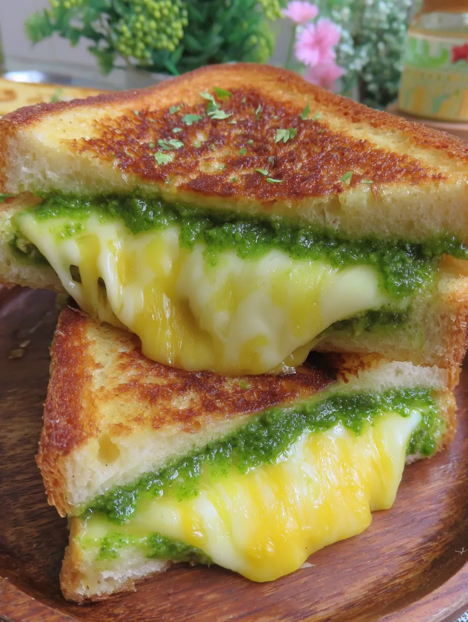 A grilled cheese sandwich with chutney on top.