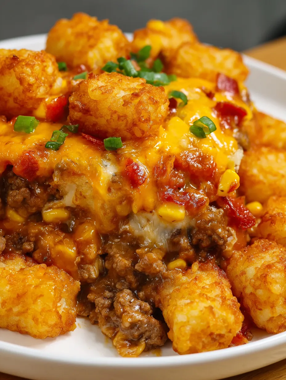 A plate of food with a cheese and bacon topping.