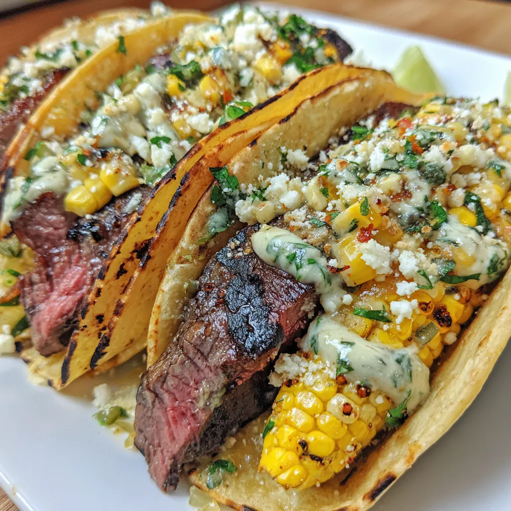 Grilled Elote Steak Tacos.