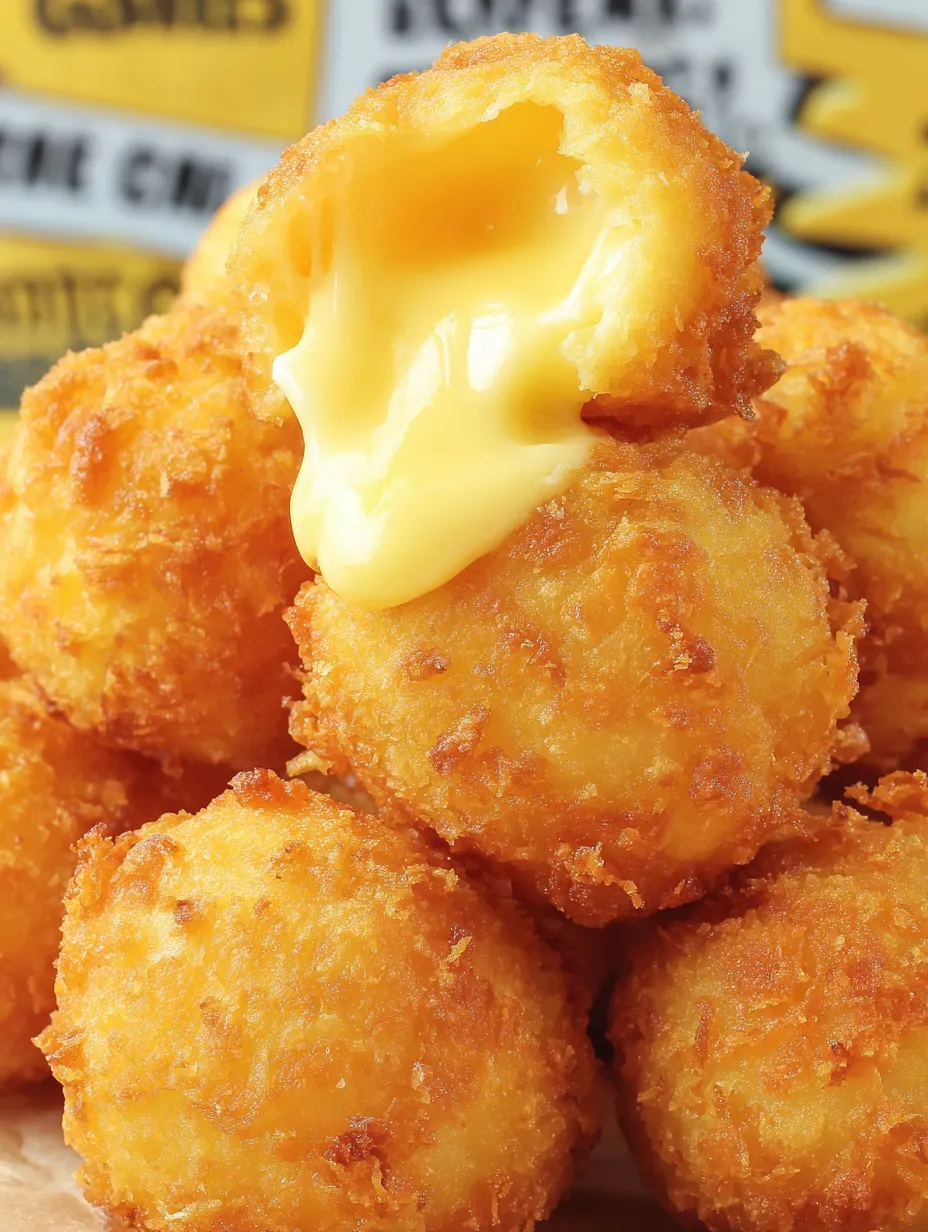 Fried cheese balls with melted cheese on top.