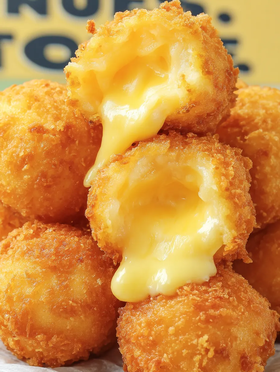 Fried cheese balls with melted cheese.