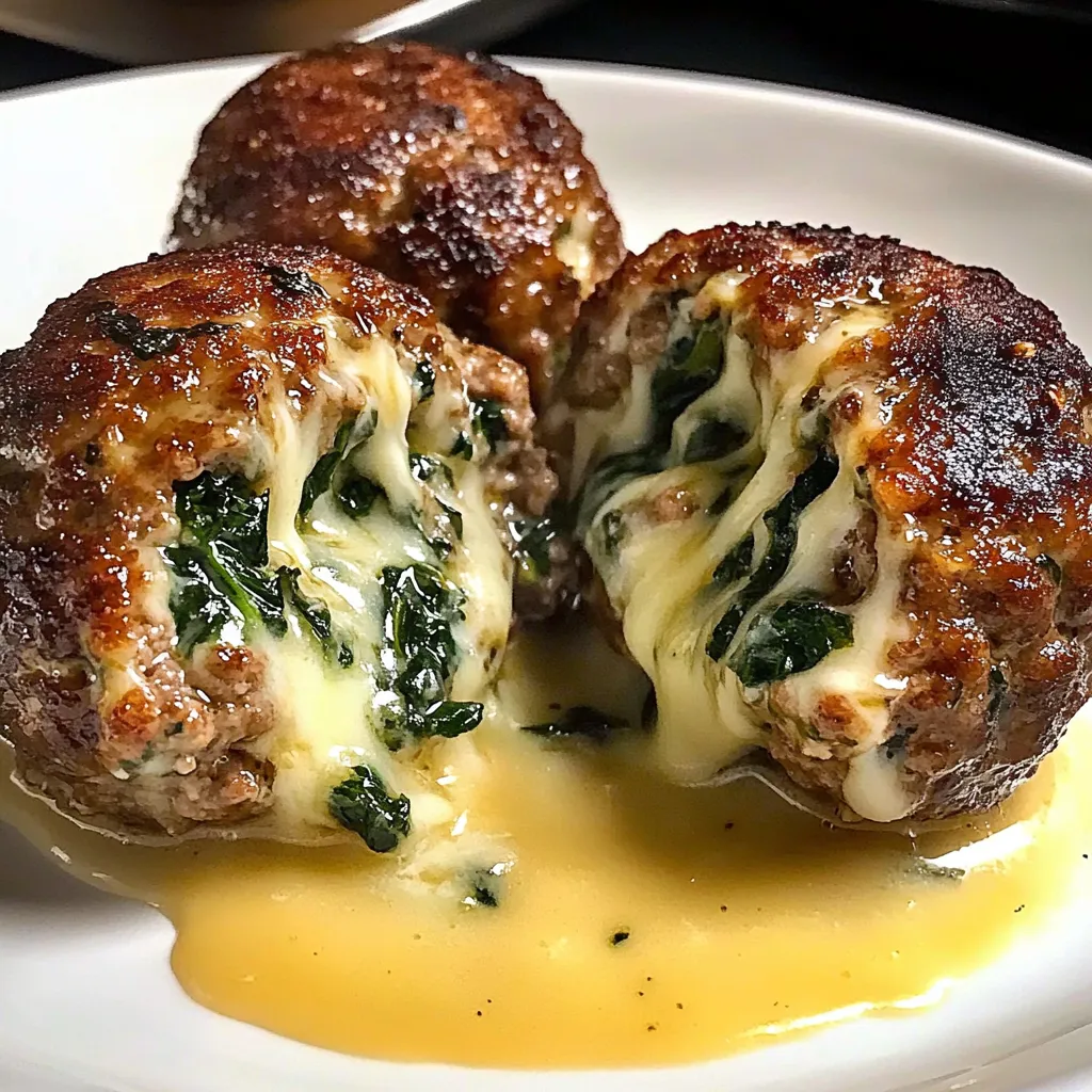 A plate of food with cheese and spinach.