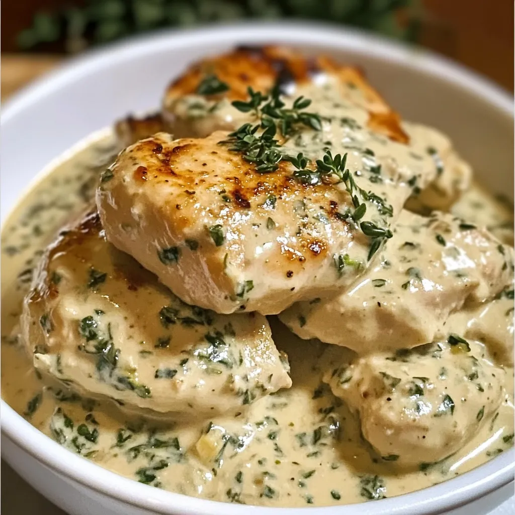 A bowl of chicken with sauce.
