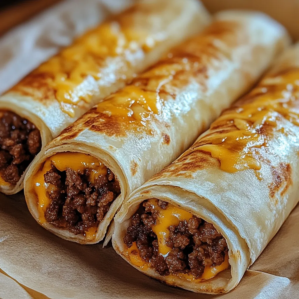 A plate of burritos with cheese.