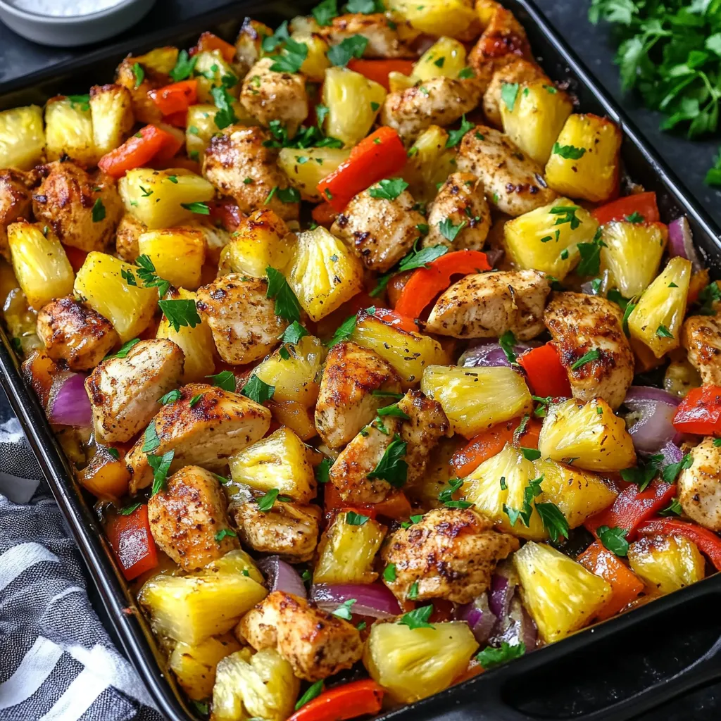 A pan of chicken and vegetables.