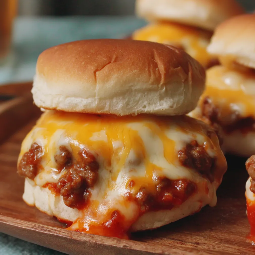 A plate of old school pizza burgers.