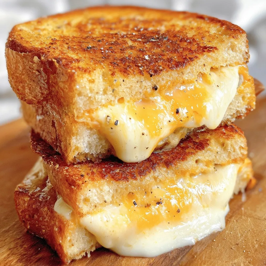 A stack of grilled cheese sandwiches.