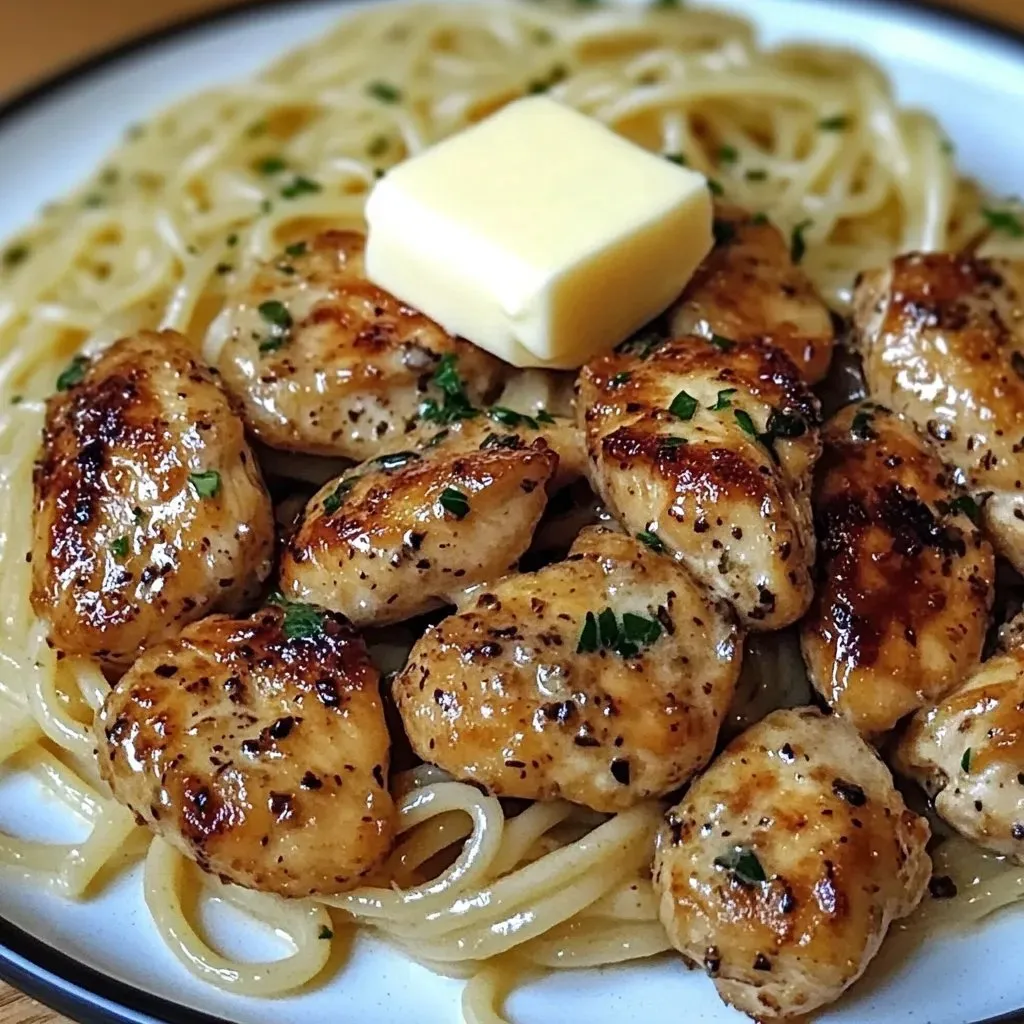 A plate of spaghetti with meatballs and butter on top.