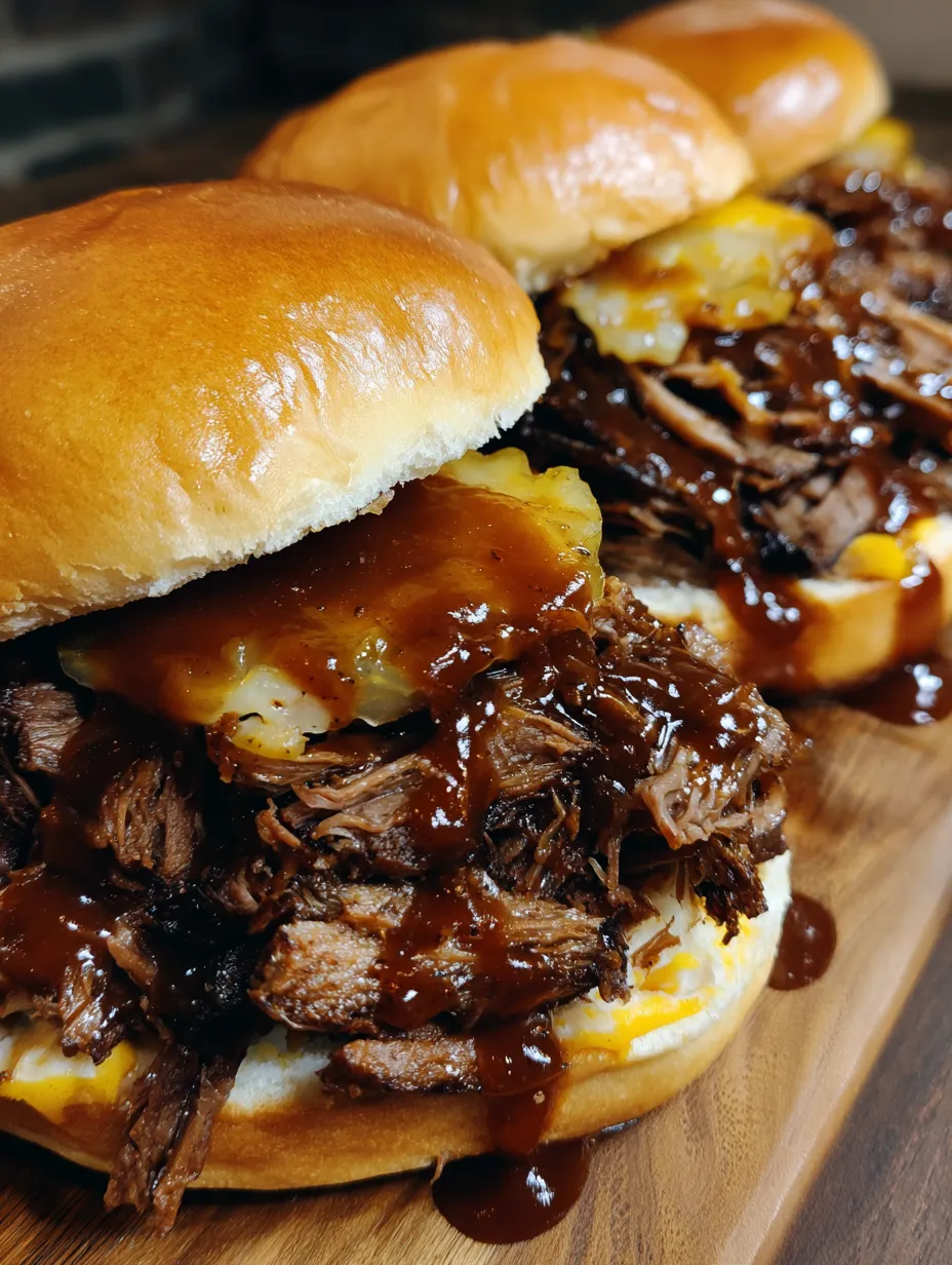 Two Pulled Beef Sandwiches.