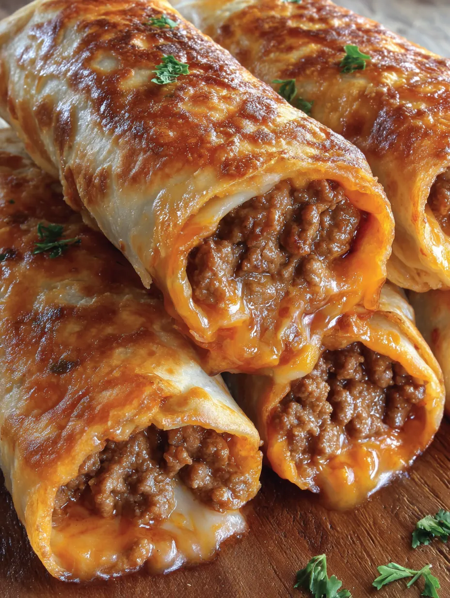 Crispy beef and cheese chimichangas.