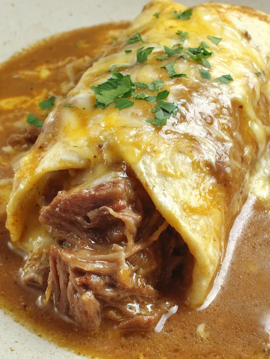 A burrito filled with meat and cheese.