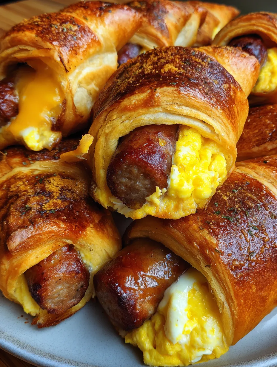 Air fryer breakfast roll ups with eggs and sausage.