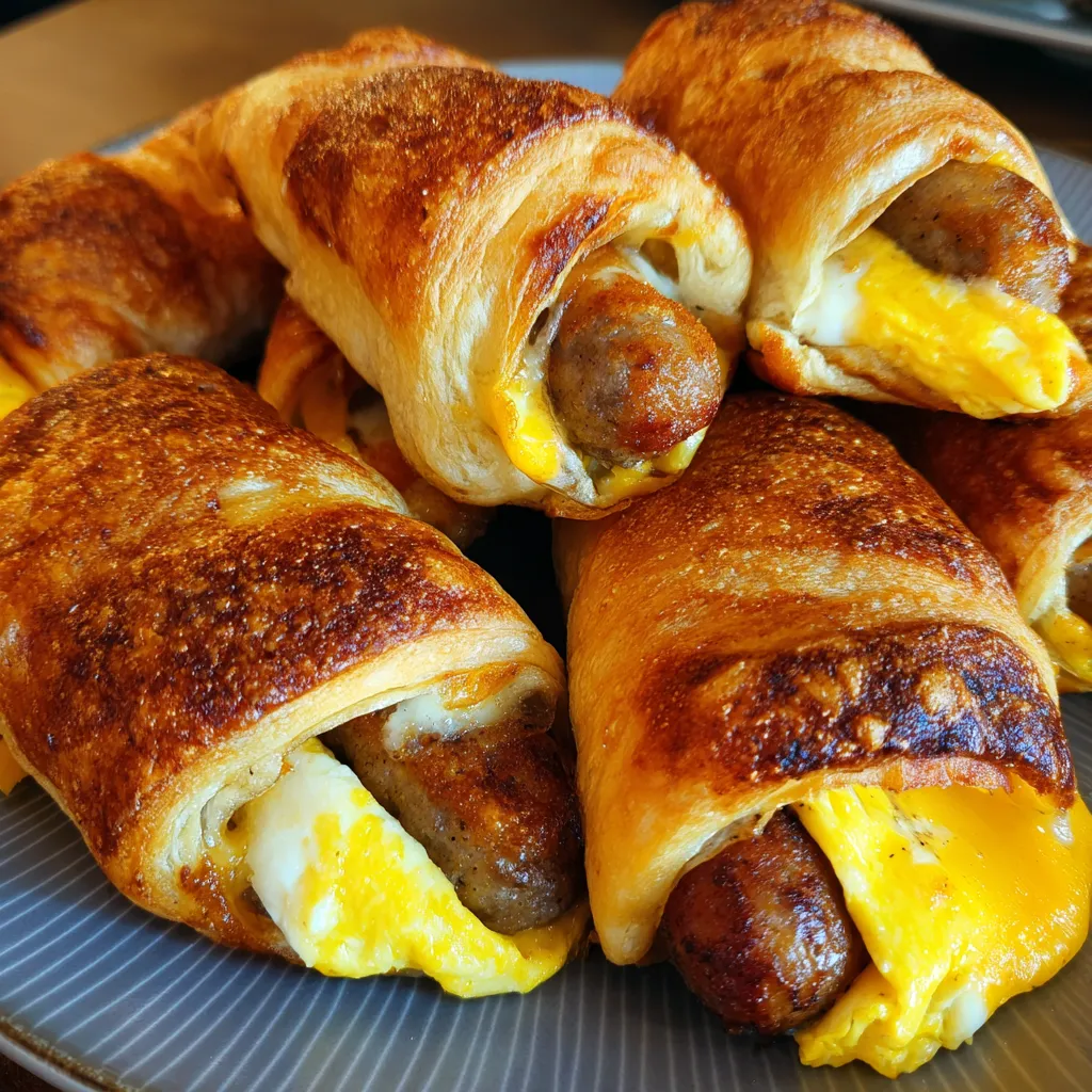 A plate of breakfast roll ups.