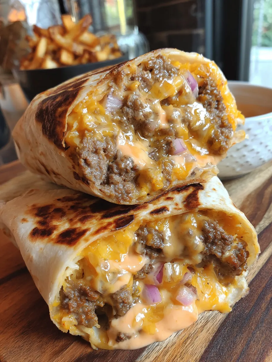A cheese burger burrito.