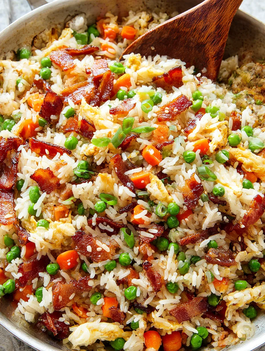 A dish of bacon fried rice.