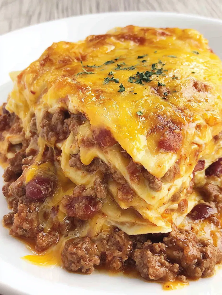 A stack of taco lasagna.