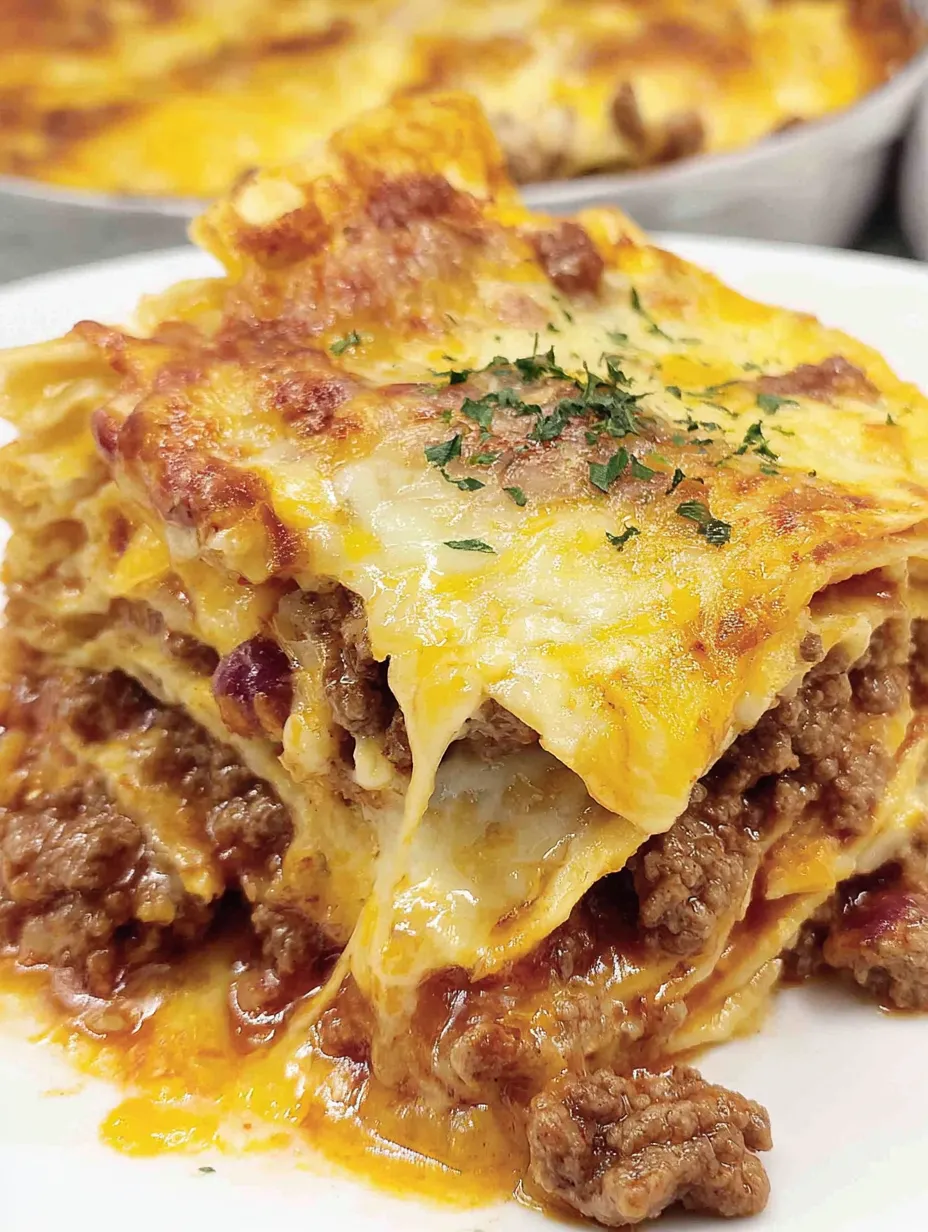 A plate of taco lasagna.