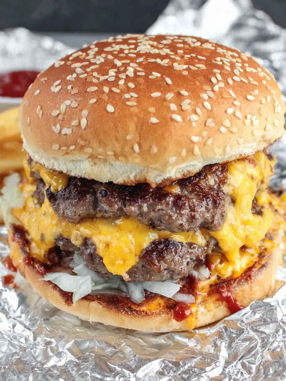 A close up of a Five Guys burger.