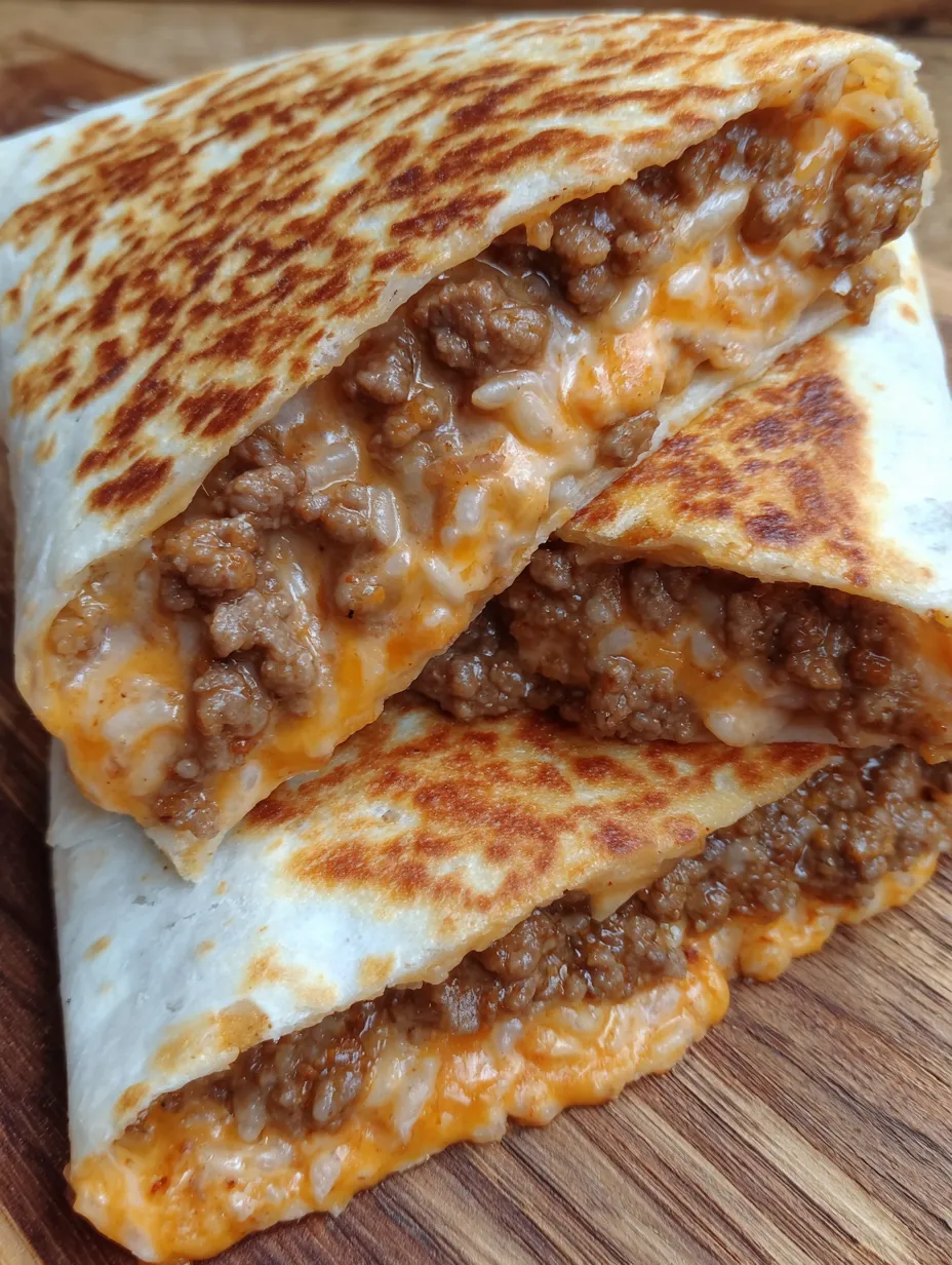 A stack of three grilled cheese burritos.