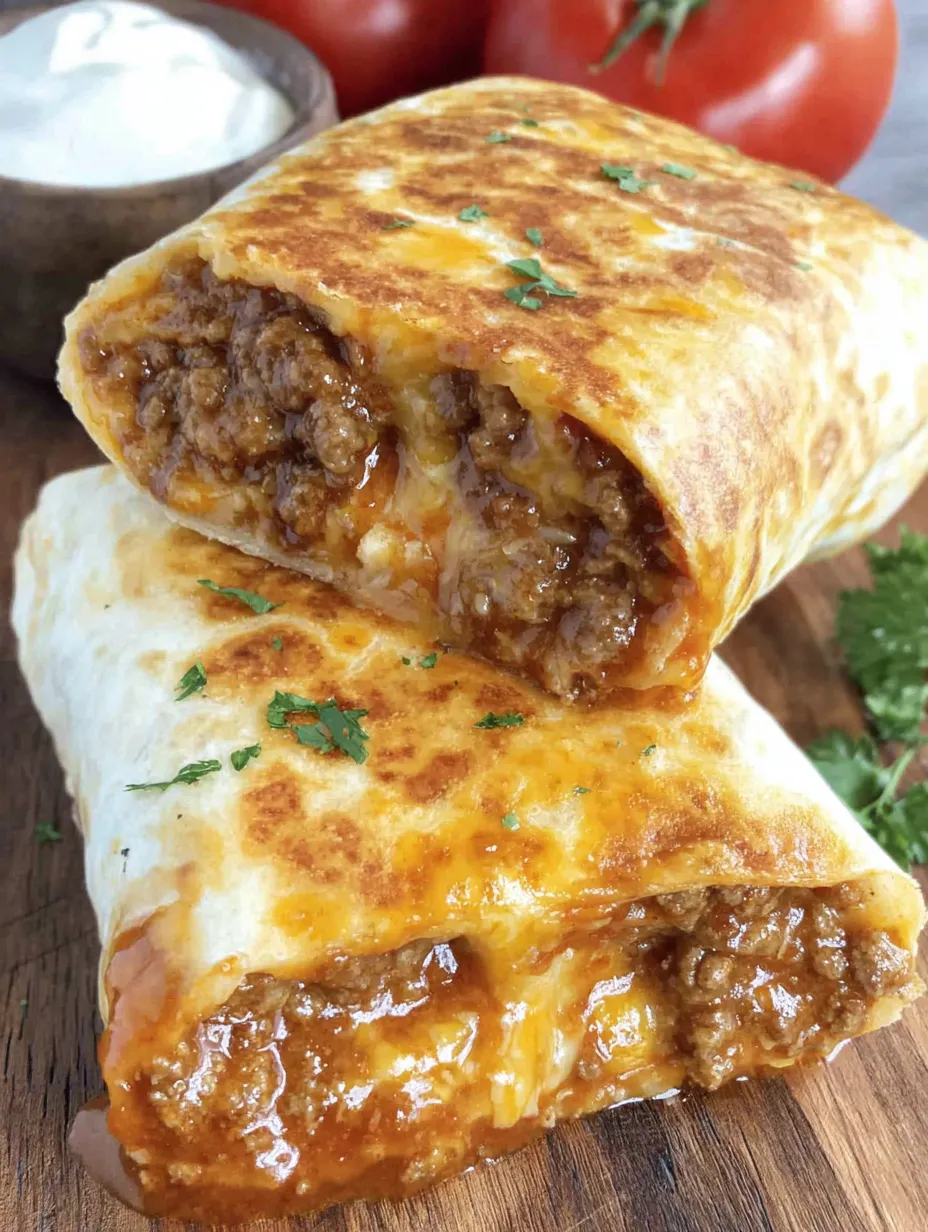 A burrito with chili cheese and meat.